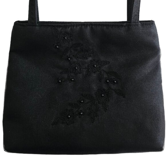 Nordstom Floral Embroidery & Beaded Mini Evening Purse Bag | Like New | Black - Picture 3 of 8